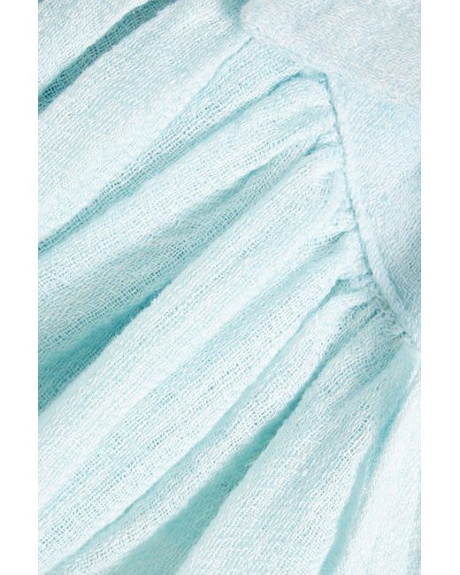 Lisa Marie Fernandez Blue Belted Linen-blend Gauze Mini Dress