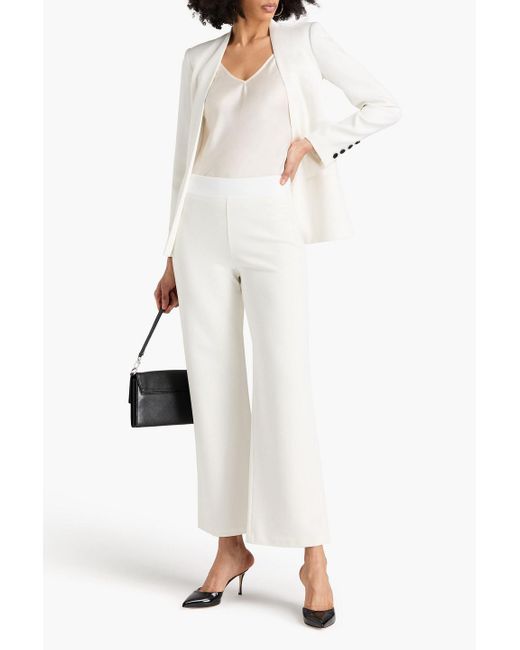 Emporio Armani White Cropped Ribbed Jersey Flared Pants