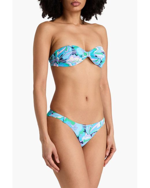 Melissa Odabash Blue Stockholm Tie-Back Printed Bandeau Bikini Top