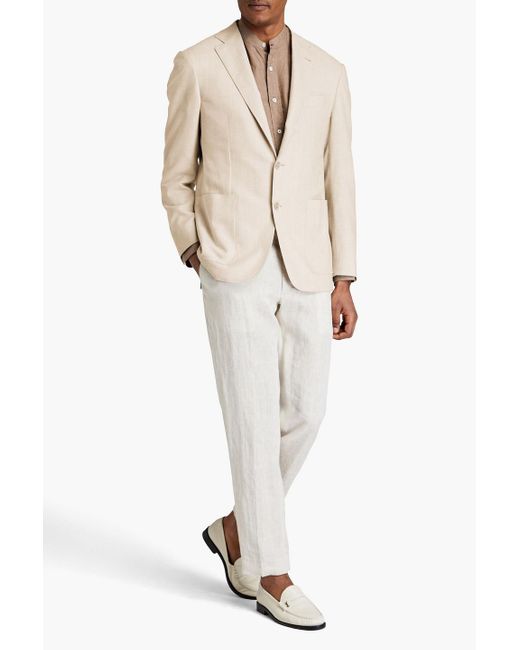 Canali Blazer aus einer wollmischung mit fischgratmuster in Natural für Herren
