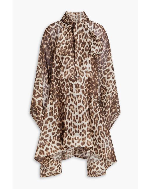 Zimmermann Multicolor Tie-Neck Leopard-Print Linen And Silk-Blend Organza Dress