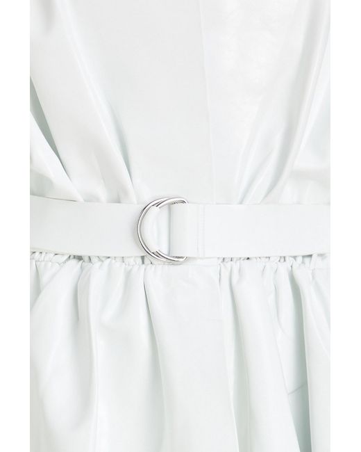 Norma Kamali White Belted Mini Shirt Dress