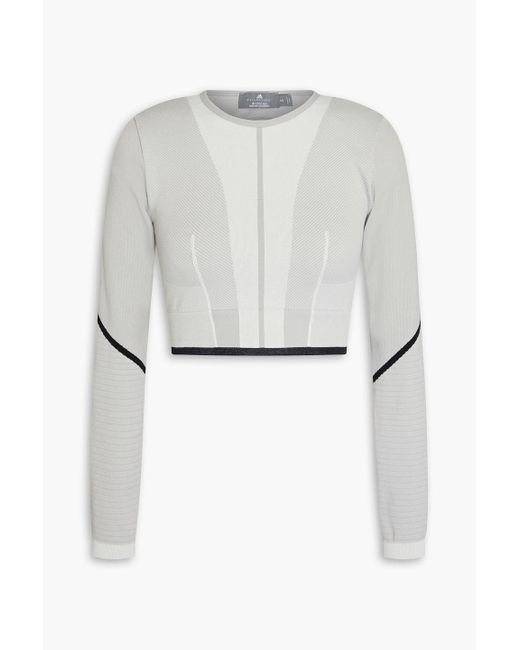 Adidas By Stella McCartney White Cropped Cutout Stretch-jersey Top