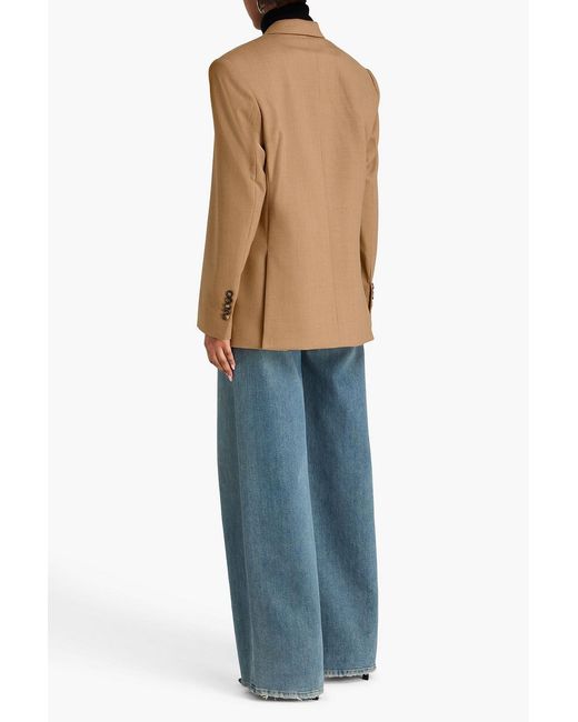 Wardrobe NYC Natural Double-Breasted Wool-Blend Flannel Blazer