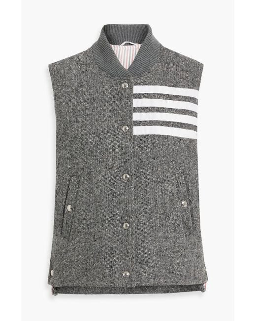 Thom Browne Gray Striped Merino Wool And Mohair-Blend Tweed Down Vest