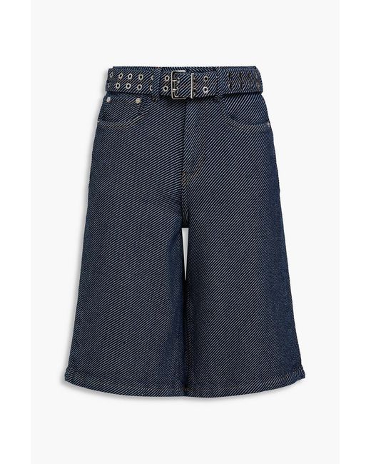 Ganni Blue Belted Denim Shorts