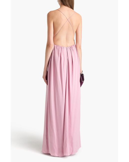 Zimmermann Pink Open-back Washed-silk Maxi Dress