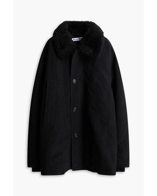 Acne Black Shearling-Trimmed Woven Jacket for men