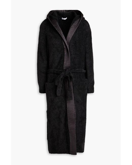 Brunello Cucinelli Black Belted Shell-Trimmed Knited Hooded Robe