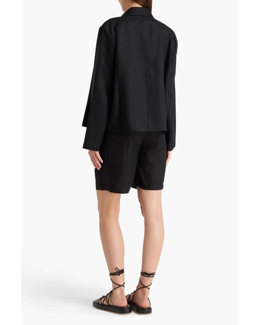 Eileen Fisher Black Double-breasted Silk-crepon Blazer