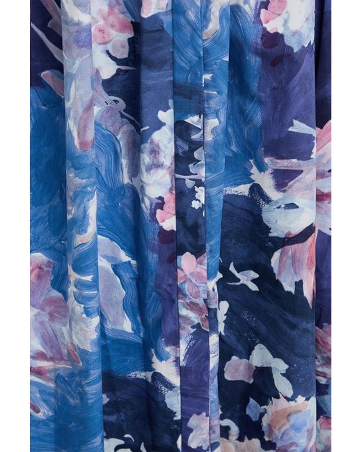 Erdem Blue Ruffled Floral-print Cotton-poplin Midi Dress