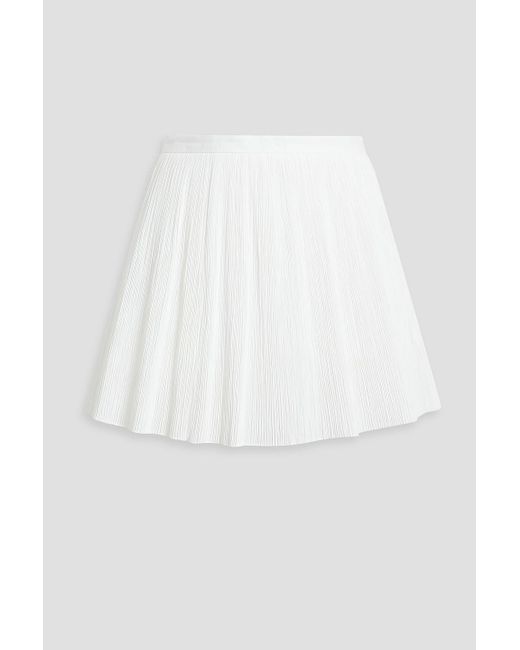RED Valentino White Skirt-effect Plissé Cotton-blend Poplin Shorts