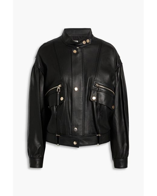 Diane von Furstenberg Rabia Oversized Leather Jacket in Black | Lyst