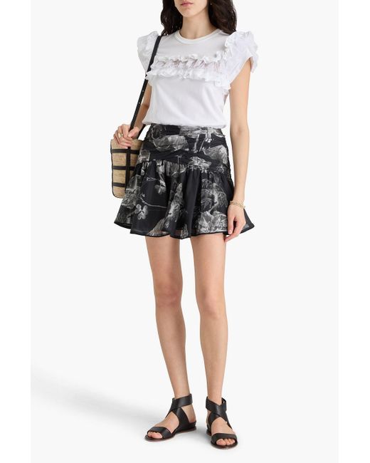 Charo Ruiz Black Ligey minirock aus voile aus einer baumwollmischung mit floralem print und rüschen