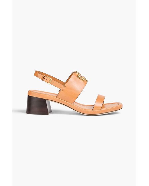 Tory Burch Pink Eleanor Embellished Leather Slingback Sandals