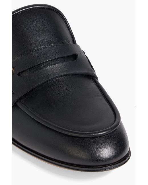 Gianvito Rossi Black Florio Leather Slippers