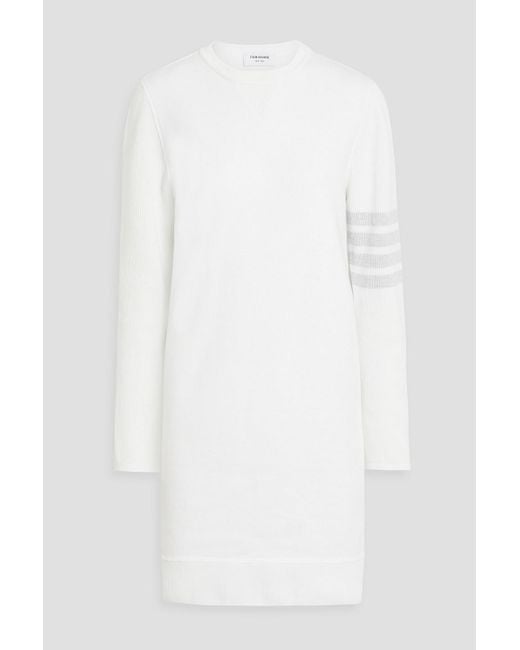 Thom Browne White Knit-paneled French Cotton-terry Mini Dress