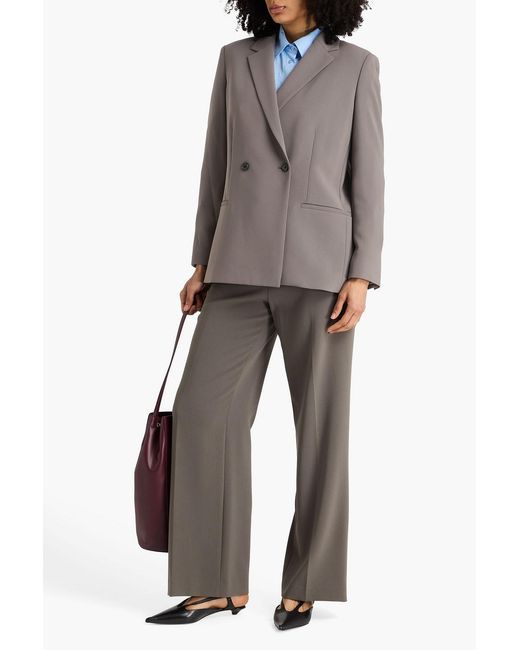 Theory Brown Double-Breasted Crepe Blazer