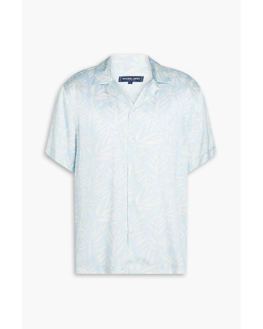 Frescobol Carioca Blue Roberto Printed Silk-satin Shirt for men