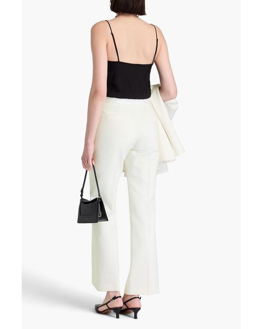 Claudie Pierlot White Satin-Trimmed Crepe Flared Pants