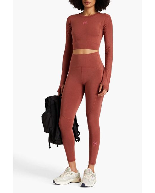 Adidas By Stella McCartney Red Cropped Cutout Stretch-jersey Top