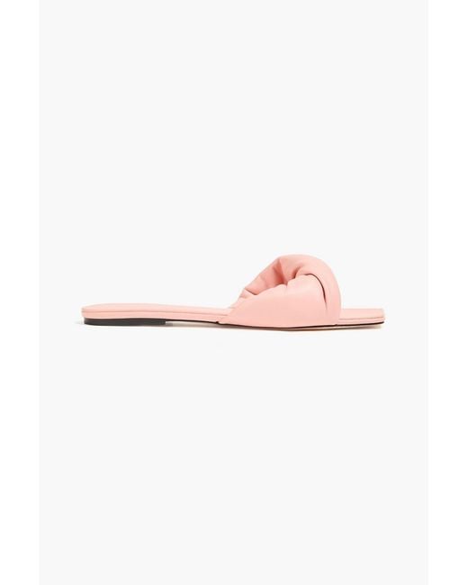 STUDIO AMELIA Pink Twisted Front Leather Slides