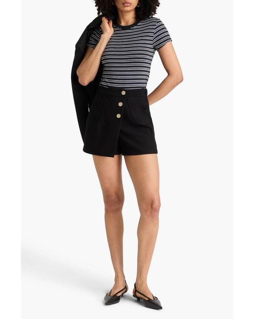 Maje Black Wrap-effect Twill Shorts