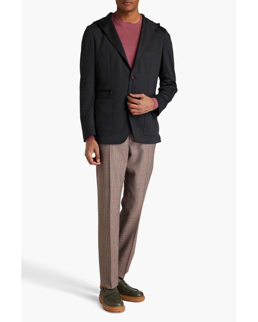 Canali Black Wool-blend Jersey Hooded Blazer for men