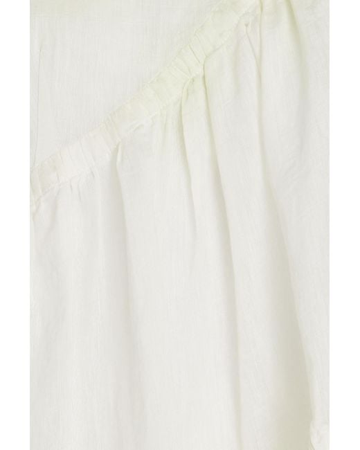 Sandro White Tiered Dégradé Linen-blend Gauze Mini Dress