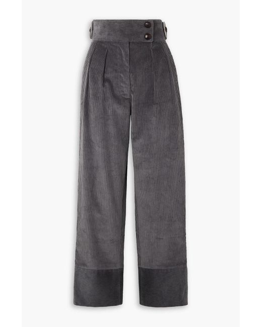 Anna Mason Gray Karl Cotton-corduroy Straight-leg Pants