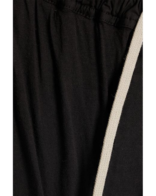 Rick Owens Black Ruched Cotton-jersey Shorts