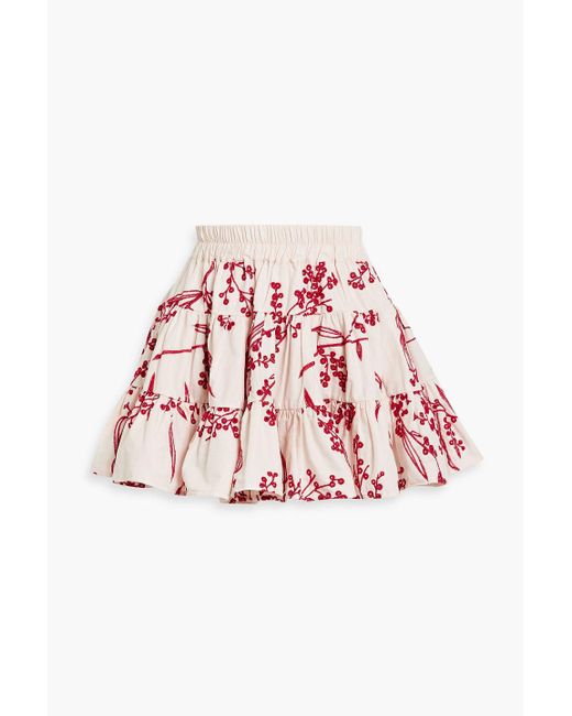 Aje. Salt Lake Tiered Broderie Anglaise Cotton Mini Skirt