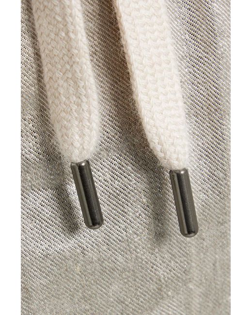 Brunello Cucinelli White Linen-Blend Twill Midi Skirt
