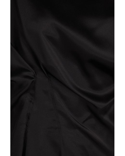 Versace Black Draped Silk-satin Midi Dress