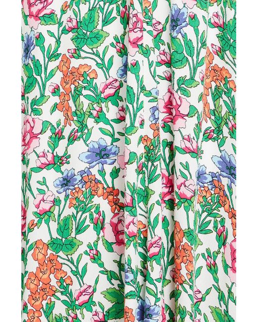 Diane von Furstenberg Green Gathered Floral-print Midi Dress