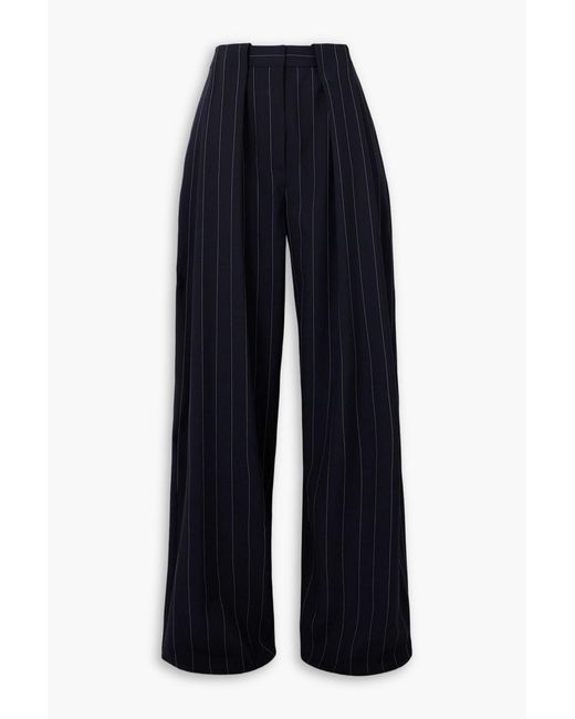 Stella McCartney Blue Paneled Pinstriped Wool-blend Wide-leg Pants