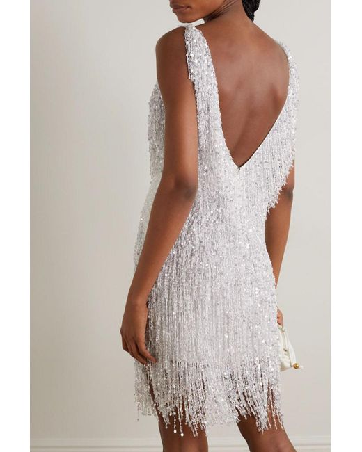 Naeem Khan White Gatsby Embellished Chiffon Mini Dress