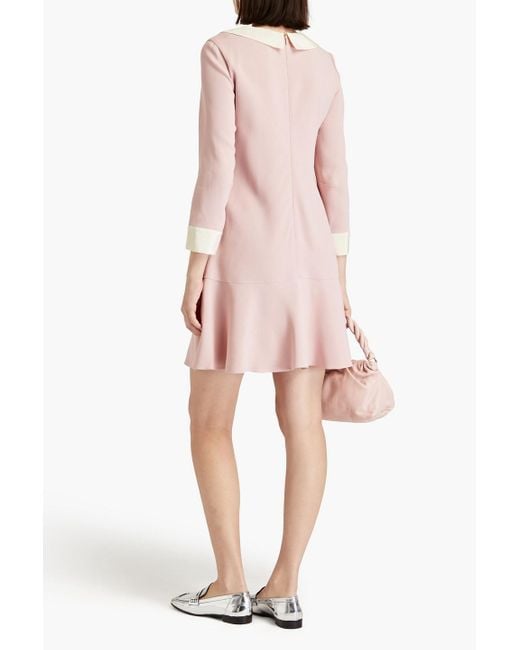RED Valentino Pink Bow-embellished Two-tone Crepe Mini Dress