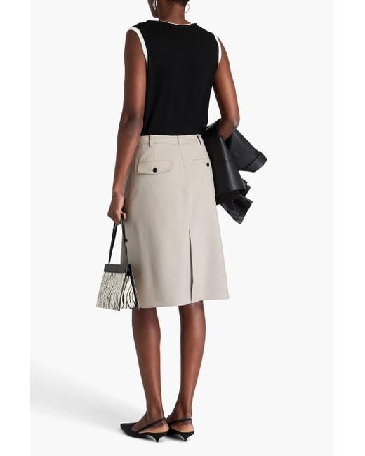 Theory White Wool-Blend Twill Skirt