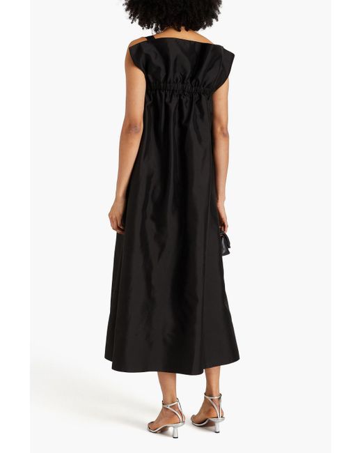 BITE STUDIOS Black Ruffled Silk Midi Dress
