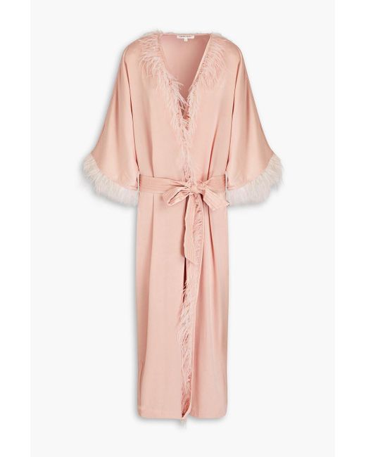 LoveStories Pink Laura Feather-embellished Cady Bathrobe