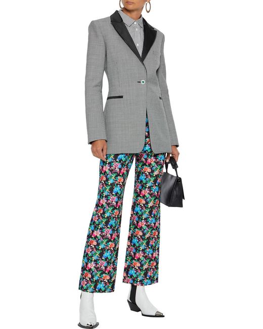 Rabanne Blue Printed Cotton-blend Bootcut Pants