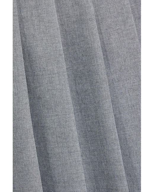 Thom Browne Gray Poplin-paneled Pleated Wool-blend Shirt Dress