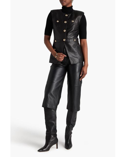 Veronica Beard Black Tamara Leather Vest