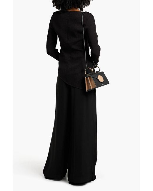 By Malene Birger Black Simone Asymmetric Plissé-ecoverotm-blend Top