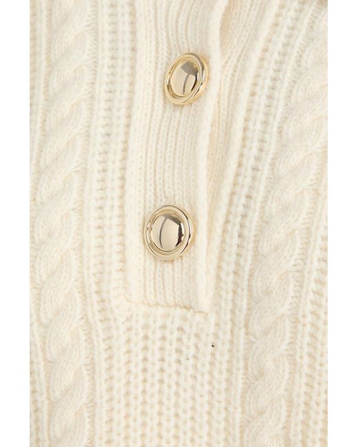 Sandro Natural Pullover aus einer wollmischung mit polokragen und zopfstrickmuster