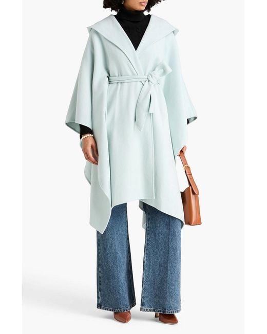 Zimmermann Blue Wool-Blend Felt Hooded Cape