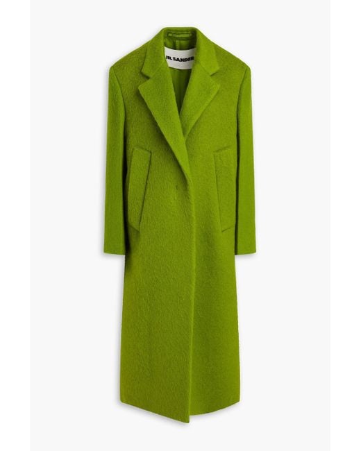 Jil Sander Green Brushed Wool-blend Felt Coat