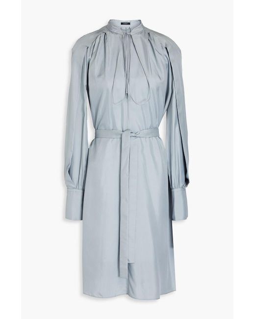 Joseph Blue Dewar Pleated Silk-habotai Dress