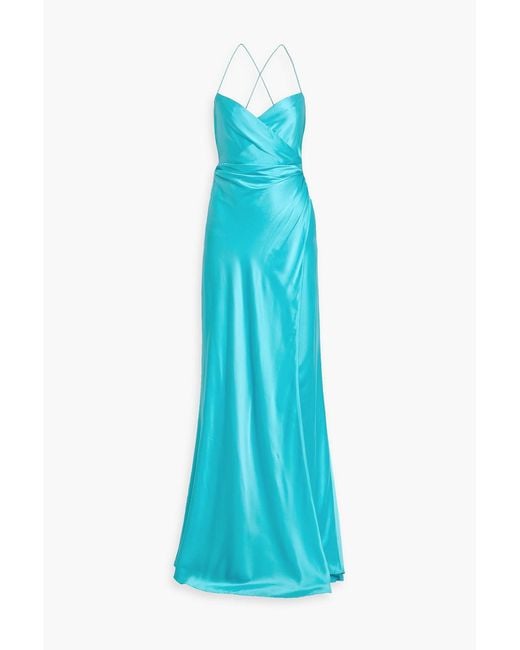 The Sei Blue Wrap-Effect Silk-Satin Gown
